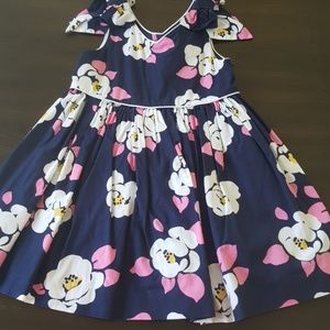 Janie and jack navy flowered pink dress Bows